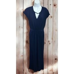 C. luce Navy Blue Jumpsuit Sz Small Sleeveless One Piece Wide Leg Elastic Waist